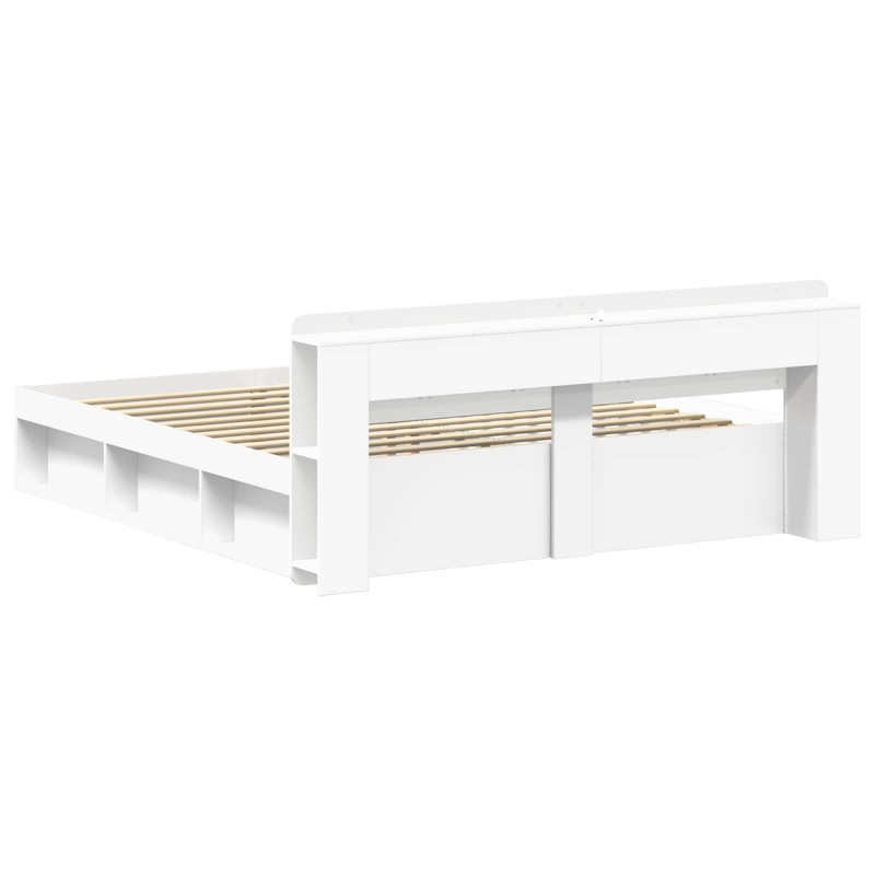 Rama łóżka z przechowywaniem Z zagłówkiem Biały 200 x 200 cm