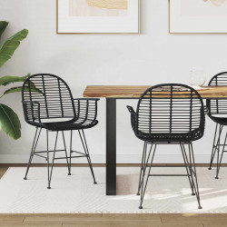 Krzesło jadalniane 2 pcs Rattan i żelazo Czarny 57 x 55 x 85 cm