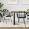 Krzesło jadalniane 2 pcs Rattan i żelazo Czarny 57 x 55 x 85 cm