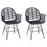 Krzesło jadalniane 2 pcs Rattan i żelazo Czarny 57 x 55 x 85 cm