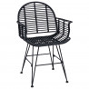Krzesło jadalniane 2 pcs Rattan i żelazo Czarny 57 x 55 x 85 cm