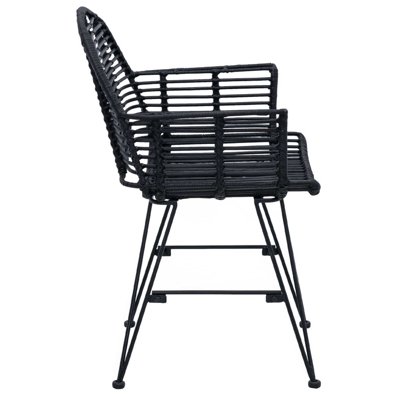 Krzesło jadalniane 2 pcs Rattan i żelazo Czarny 57 x 55 x 85 cm