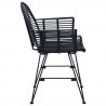 Krzesło jadalniane 2 pcs Rattan i żelazo Czarny 57 x 55 x 85 cm