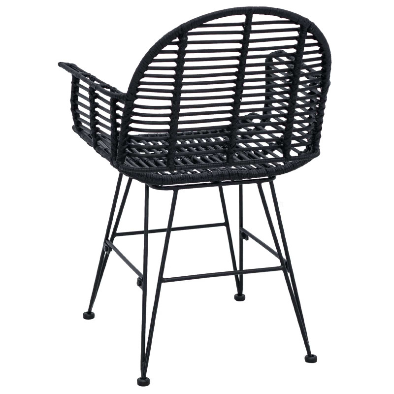 Krzesło jadalniane 2 pcs Rattan i żelazo Czarny 57 x 55 x 85 cm