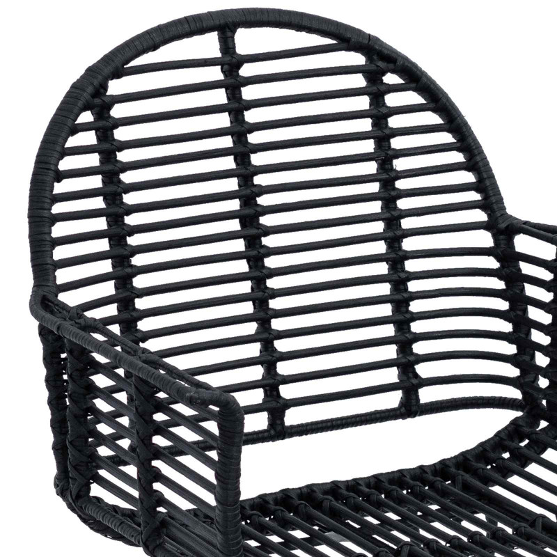 Krzesło jadalniane 2 pcs Rattan i żelazo Czarny 57 x 55 x 85 cm