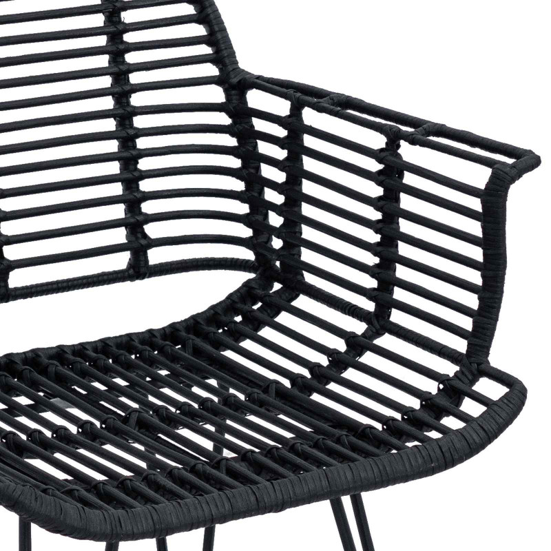 Krzesło jadalniane 2 pcs Rattan i żelazo Czarny 57 x 55 x 85 cm