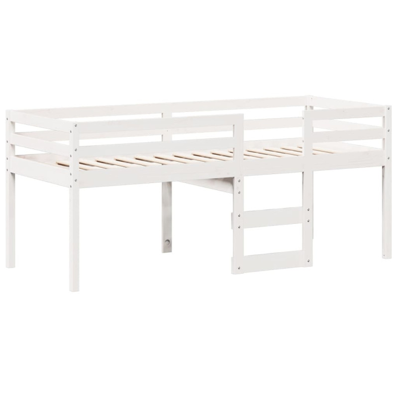 Wysokie łóżko z dachem, białe, 75x190 cm, lite drewno sosnowe