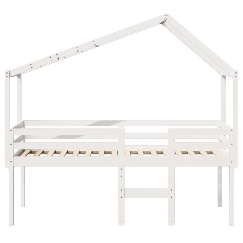 Wysokie łóżko z dachem, białe, 75x190 cm, lite drewno sosnowe