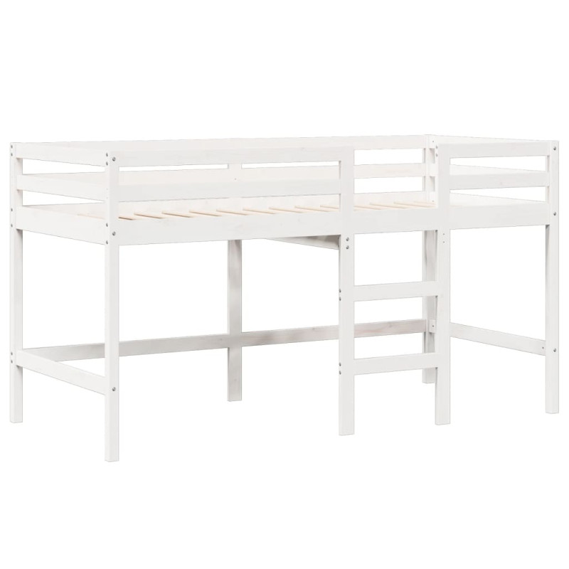 Wysokie łóżko z dachem, białe, 75x190 cm, lite drewno sosnowe