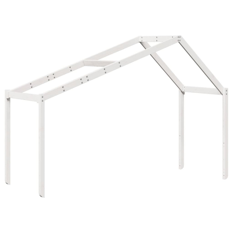 Wysokie łóżko z dachem, białe, 75x190 cm, lite drewno sosnowe