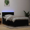 Łóżko kontynentalne z materacem i LED, czarny, aksamit, 100x210 cm