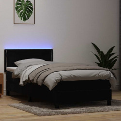 Łóżko kontynentalne z materacem i LED, czarny, aksamit, 100x210 cm