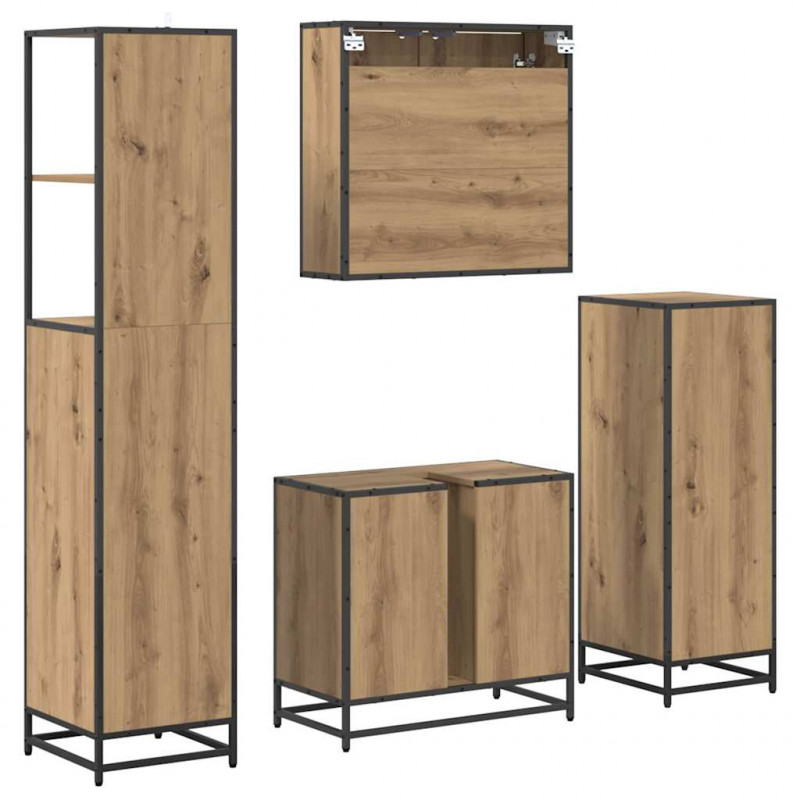 Zestaw mebli łazienkowych z szufladą 4 pcs Dąb rzemieślniczy
