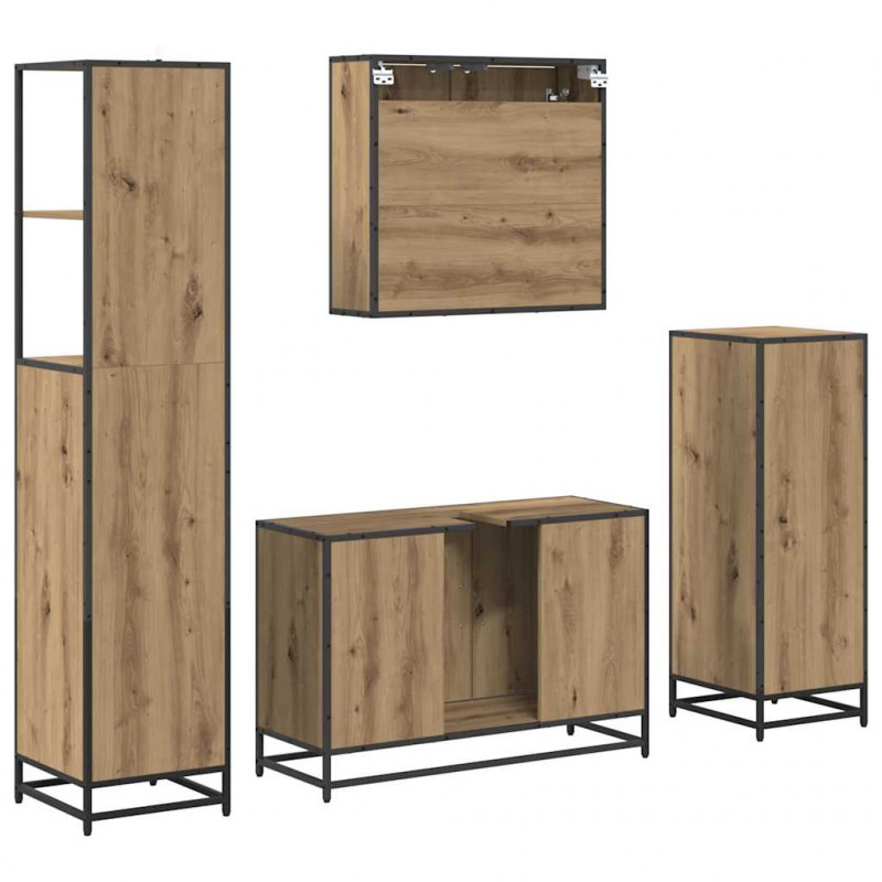 Zestaw mebli łazienkowych z szufladą 4 pcs Dąb rzemieślniczy