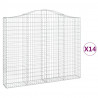 Kosze gabionowe, 14 szt, 200x30x160/180cm, galwanizowane żelazo