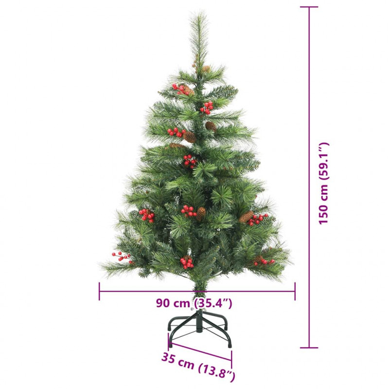 Sztuczna choinka Ze LED Lights Zielony 150 cm PVC i Metal
