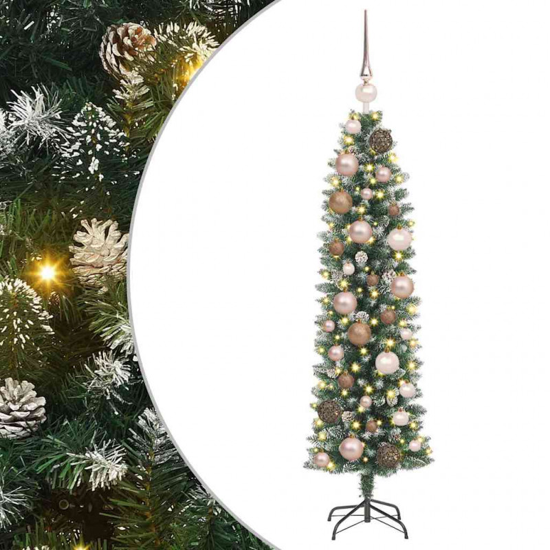 Sztuczne smukłe drzewo bożonarodzeniowe Zielony i Biały 120 cm