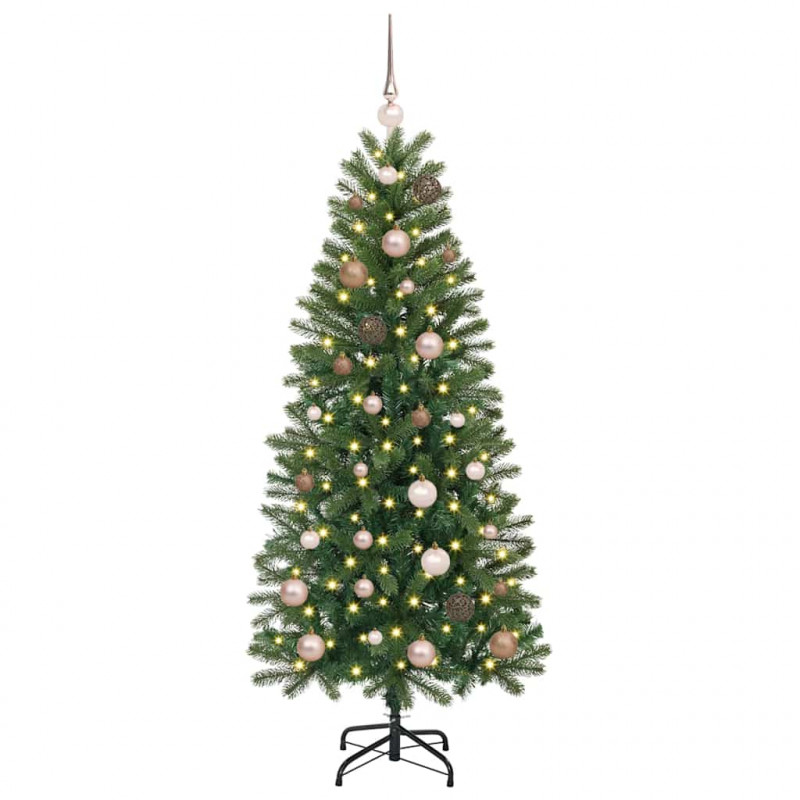 Sztuczna choinka z 150 diodami LED Zielony 150 cm PE i PVC