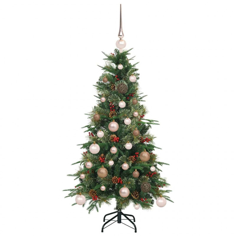 Sztuczna choinka z zawiasami z podstawą Zielony 120 cm PE i PVC