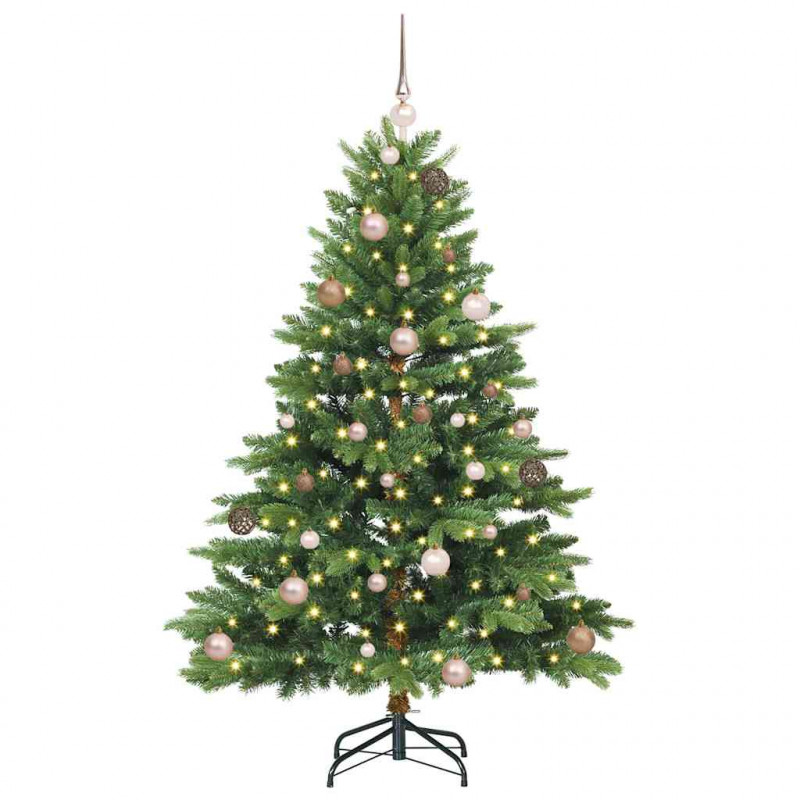 Sztuczna choinka z 150 diodami LED Zielony 150 cm PE i PVC