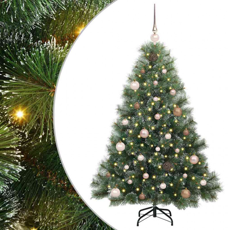Sztuczna choinka z 150 diodami LED Zielony 150 cm PE i PVC