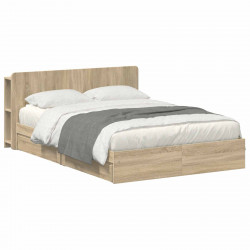 Rama łóżka z przechowywaniem z szufladą dąb Sonoma 160 x 200 cm