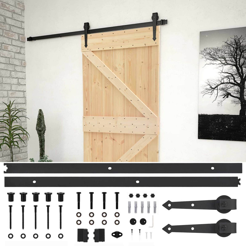 Drzwi przesuwne Naturalny i czarny 80 x 210 cm