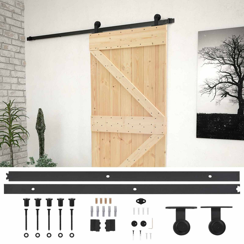 Drzwi przesuwne Naturalny i czarny 80 x 210 cm