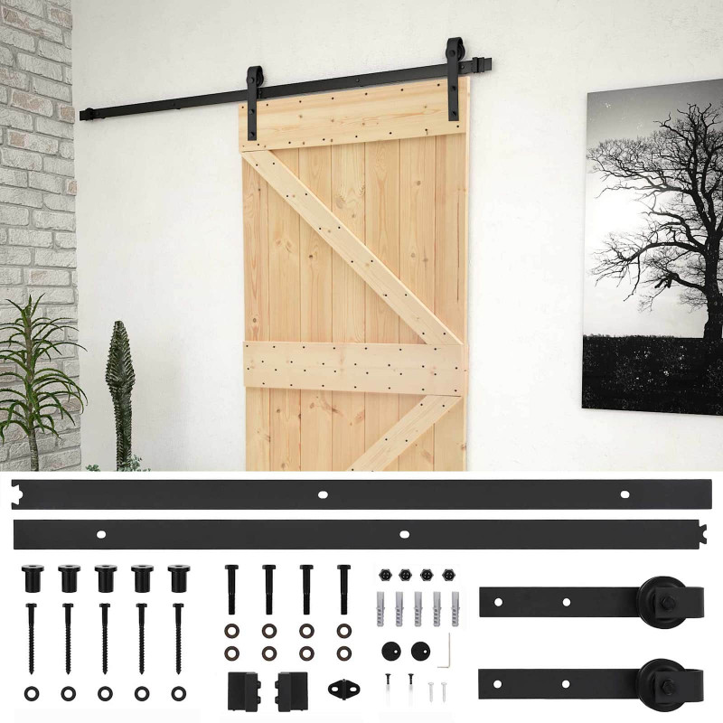 Drzwi przesuwne Naturalny i czarny 80 x 210 cm