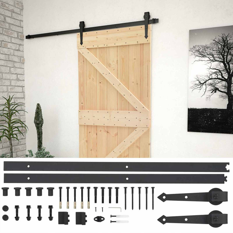 Drzwi przesuwne Naturalny i czarny 90 x 210 cm