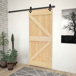 Drzwi przesuwne Naturalny i czarny 90 x 210 cm