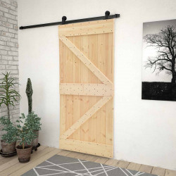Drzwi przesuwne Naturalny i czarny 90 x 210 cm