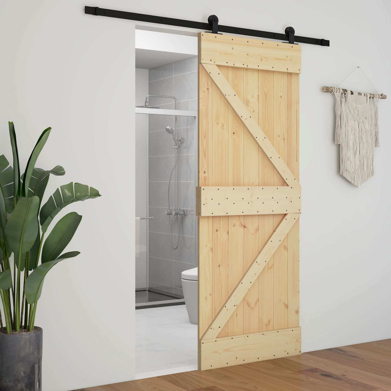 Drzwi przesuwne Naturalny i czarny 100 x 210 cm
