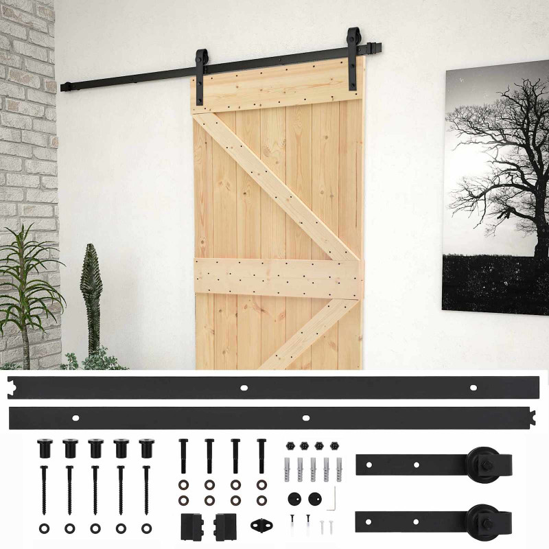 Drzwi przesuwne Naturalny i czarny 100 x 210 cm