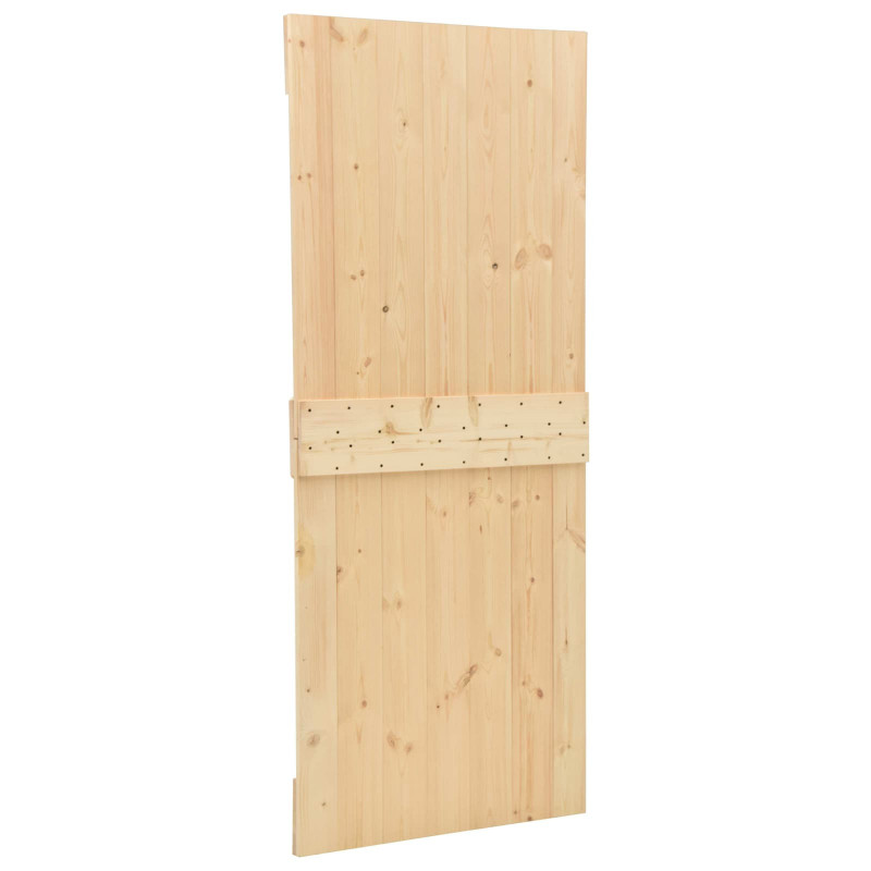 Drzwi przesuwne 2 pcs Naturalny i czarny Lite drewno sosnowe
