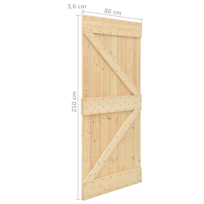 Drzwi przesuwne 2 pcs Naturalny i czarny Lite drewno sosnowe