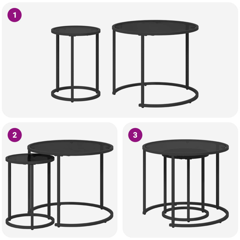 Zestaw stolików kawowych 2 pcs 55 x 55 x 45 cm stal