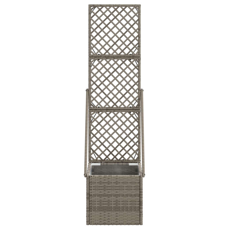 Donica ogrodowa z trellem Szary 35 x 30 x 135 cm polirattan