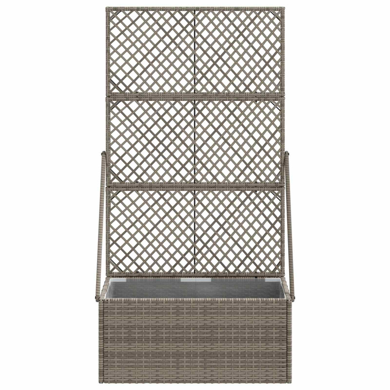 Donica ogrodowa z trellem Szary 70 x 30 x 135 cm polirattan