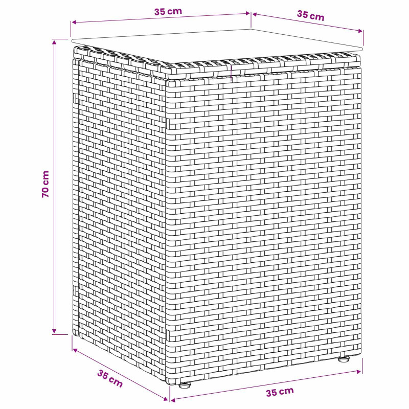 Stolik boczny Czarny 35 x 35 x 70 cm polirattan