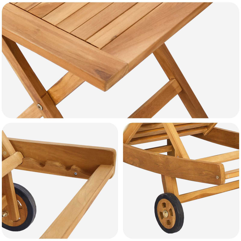 Leżak 2 pcs brązowy Lite drewno teakowe