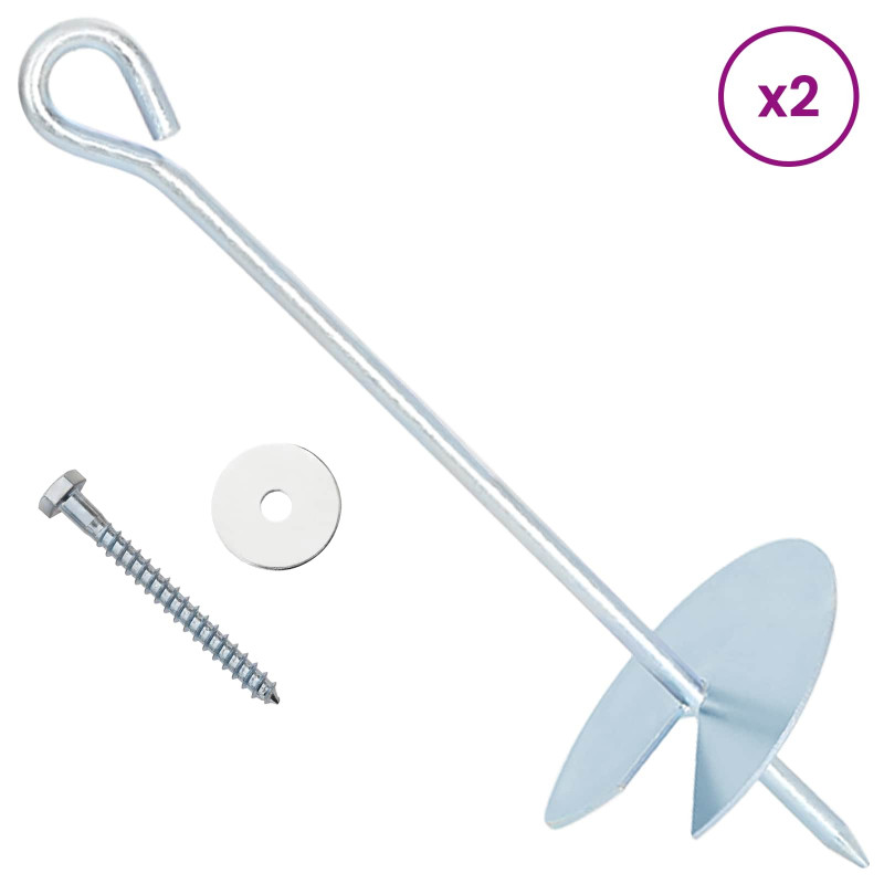 Kotwa ziemna 2 pcs srebrny Ø10 x 30 cm Galwanizowany metal