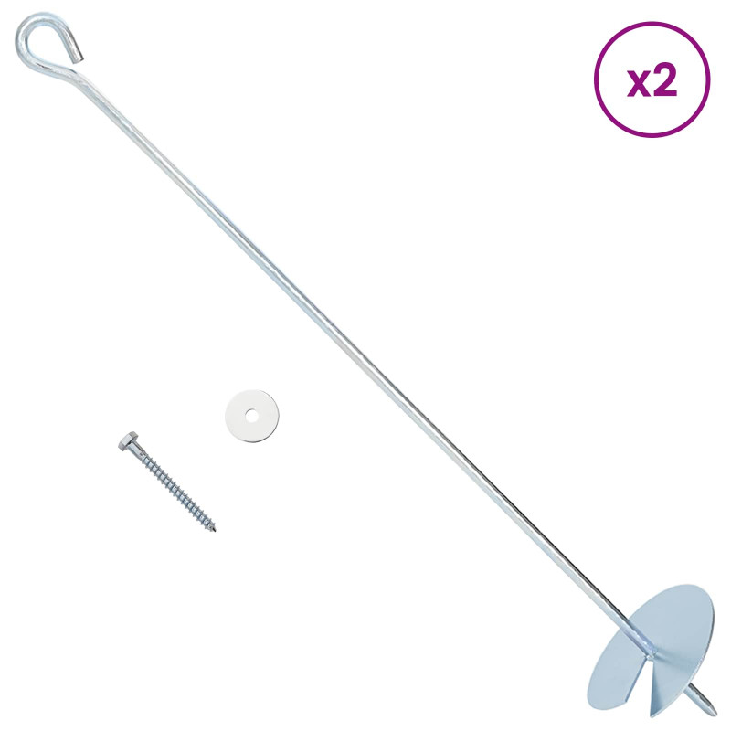 Kotwa ziemna 2 pcs srebrny Ø10 x 60 cm Galwanizowany metal