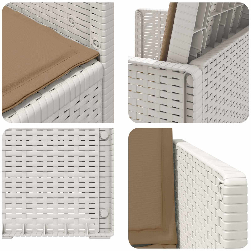 Krzesła do ogrodu 2 pcs Biały i taupe PP