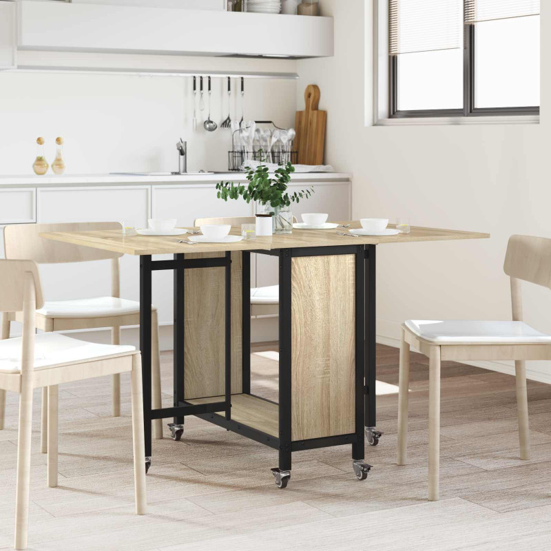 Składany stół jadalny z kółkami 130 x 80 x 76,5 cm stal PB
