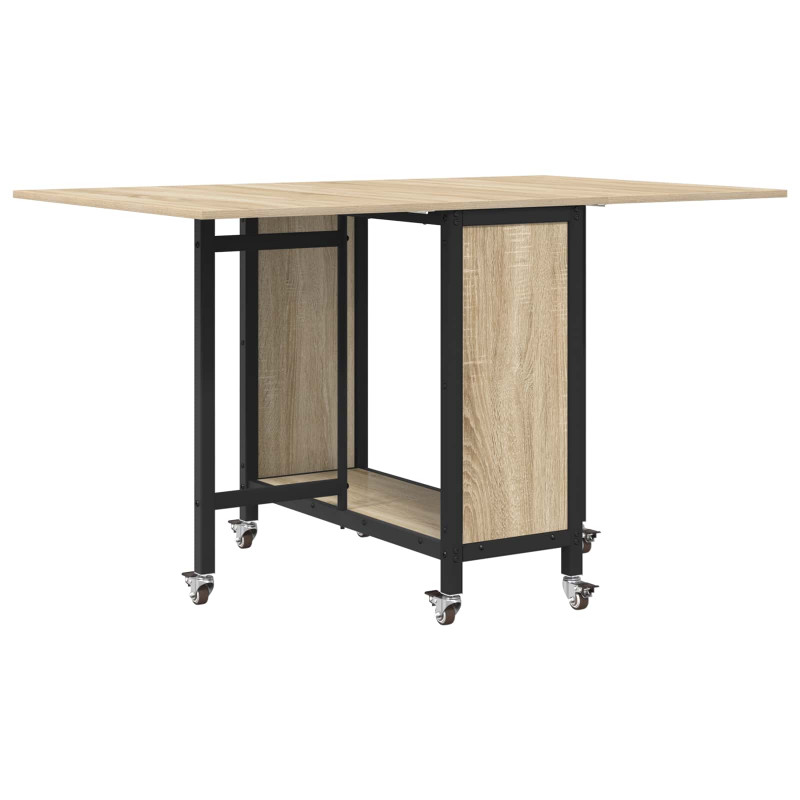 Składany stół jadalny z kółkami 130 x 80 x 76,5 cm stal PB