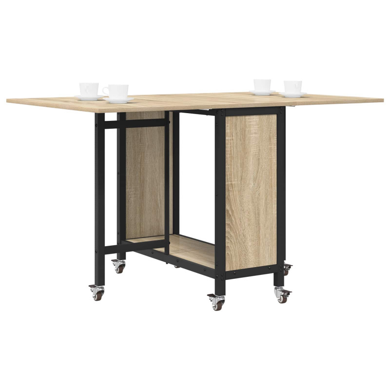 Składany stół jadalny z kółkami 130 x 80 x 76,5 cm stal PB