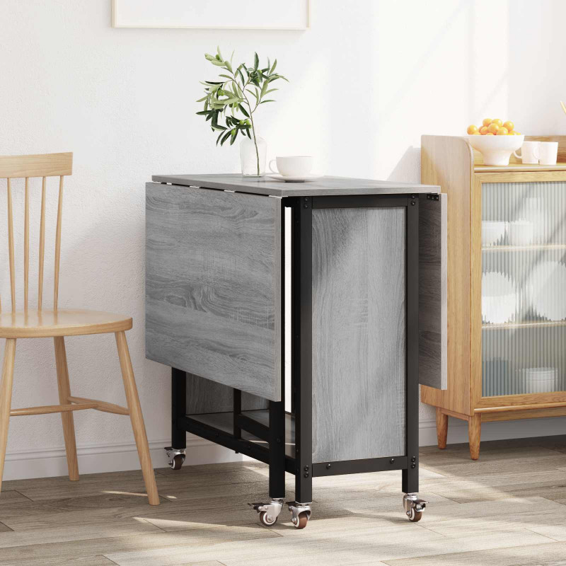 Składany stół jadalny z kółkami 130 x 80 x 76,5 cm stal PB