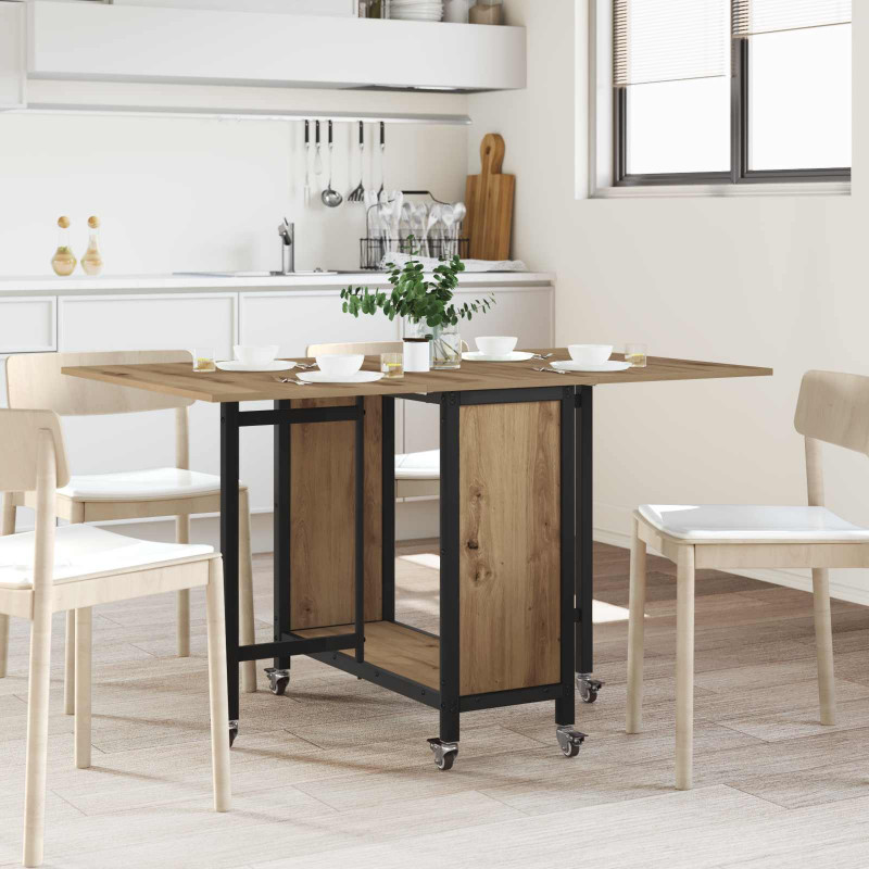 Składany stół jadalny z kółkami 130 x 80 x 76,5 cm stal PB