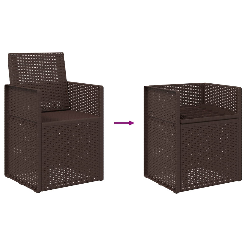 Krzesła do ogrodu 2 pcs brązowy PP